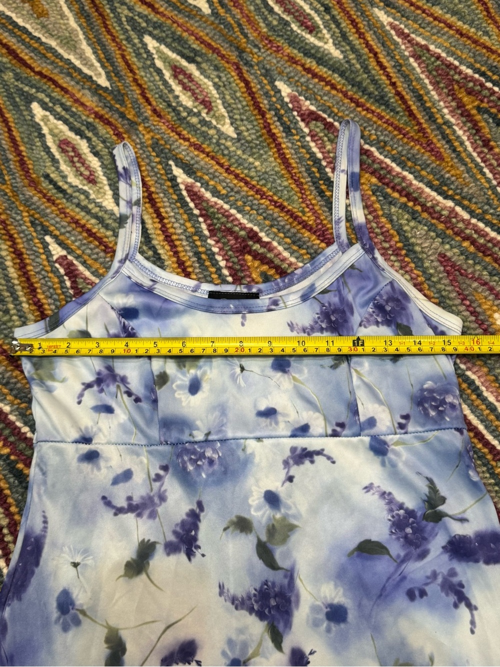 🪻🦋 VINTAGE Y2K Blue Floral Maxi Slip Dress with Spaghetti Straps‎ 🦋🪻 - Picture 11 of 13